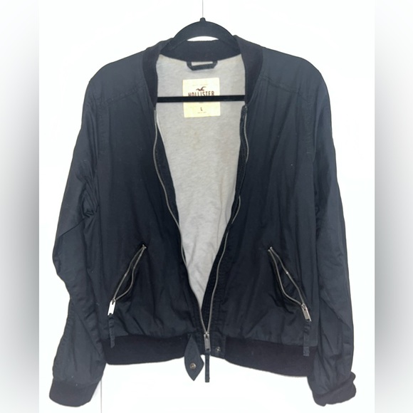 Hollister Women’s Black Zipper Bomber Jacket — L - Picture 2 of 5